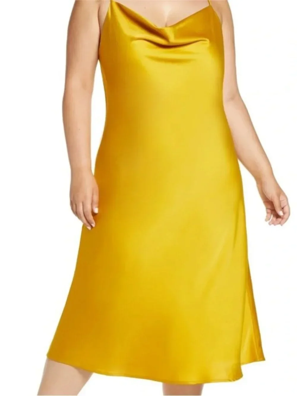 Eloquii x Refinery 29 Golden Yellow Satin Silky Slip Dress Sz 18